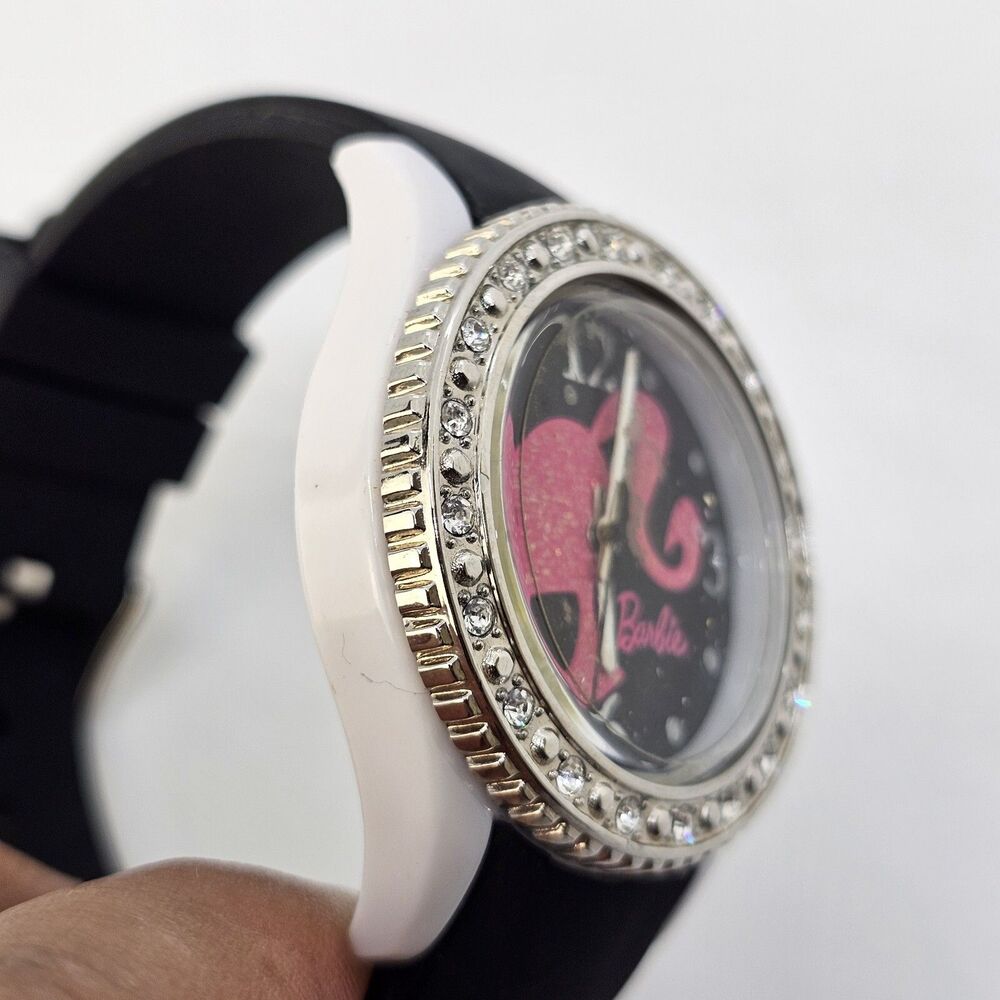 Women's Barbie Watch 38MM Black Dial Black Plastic Bands New Battery - Picture 3 of 12